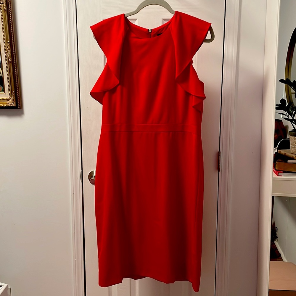 J Crew red ruffle sheath dress size 12